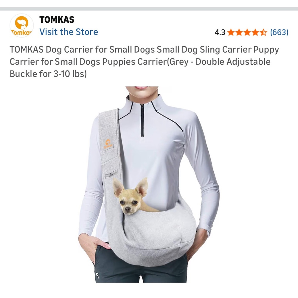 Gray Dog Sling Carrier for Small Pets